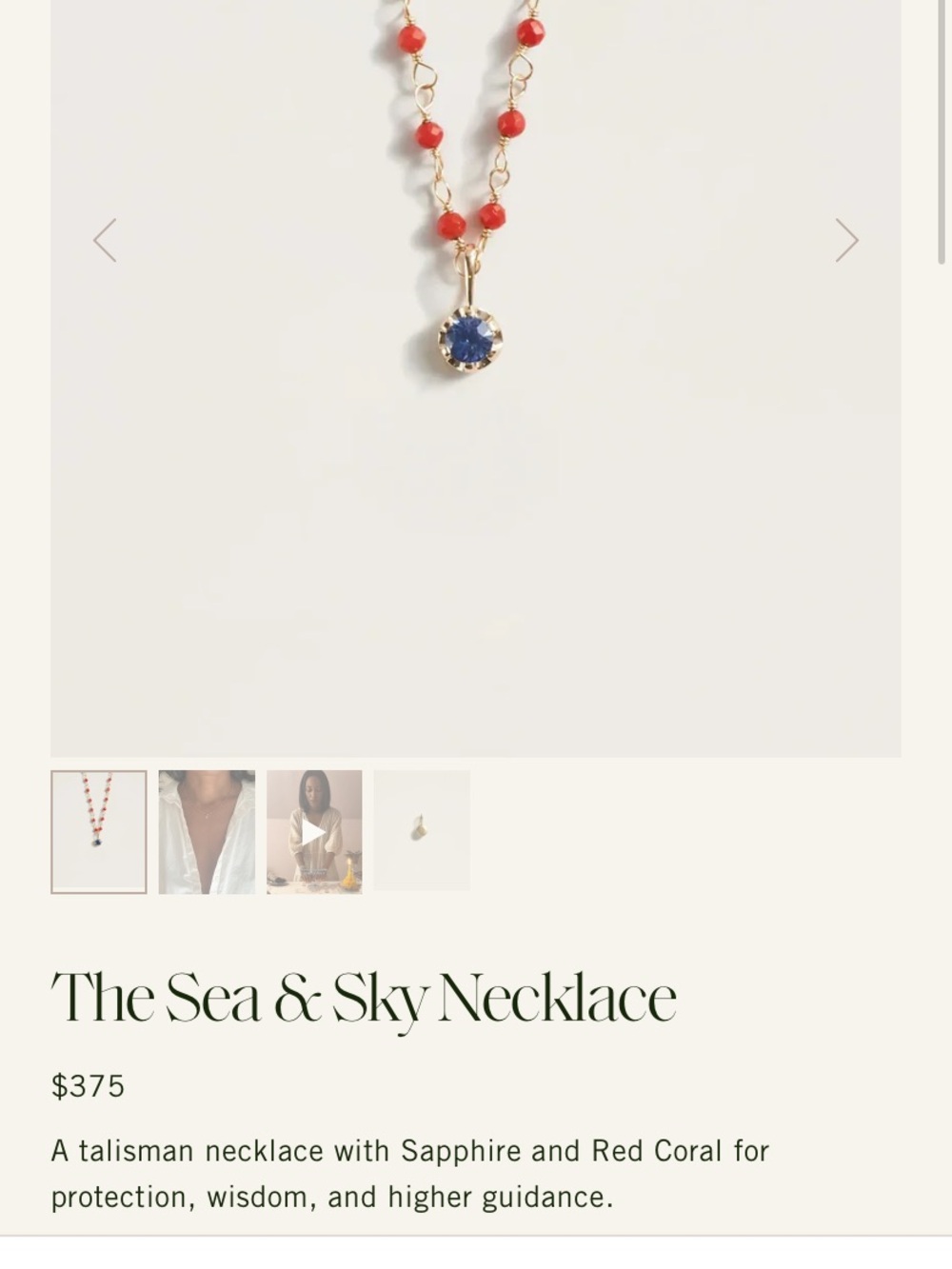 High Light Rituals Sea & Sky Silver Necklace with Coral Beads & Sapphire Pendant - Picture 4 of 9